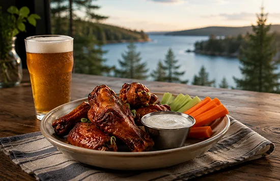 Places to Eat in Muskoka while looking for a Plate of chicken wings and beer