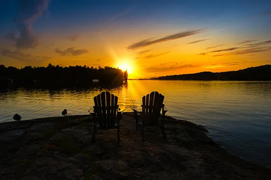 Muskoka Sunset after coming back from Places to Eat in Muskoka